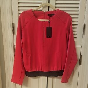 A/X Armani Exchange Vibrant Red Blouse with Black Trim